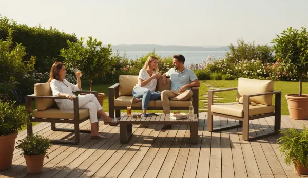 Set de jardín aluminio con tejido impermeable